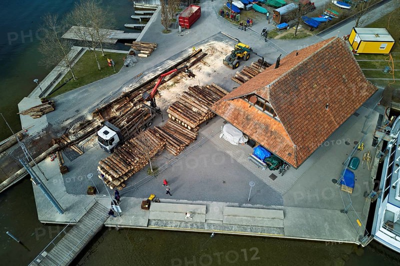 Mobile sawing station for cutting tree trunks, Flösserei 2025, Unterägeri, Canton, Zug, Switzerland
