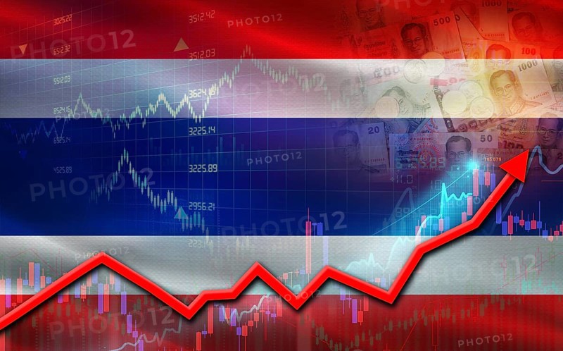 Thailand economic growth on financial graph. Thailand financial growth on market graph