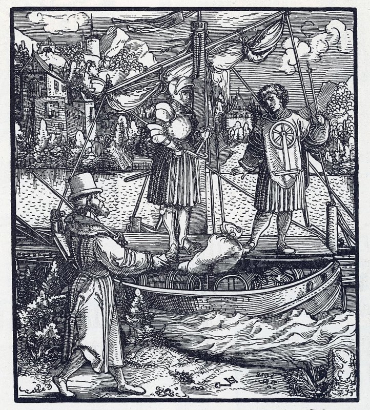 Page from Theuerdank, zentral Kaiser Maximilian, first edition of 1517, from Könnecke Bilderatlas zur Geschichte der Deutschen Litteratur Marburg, 1887