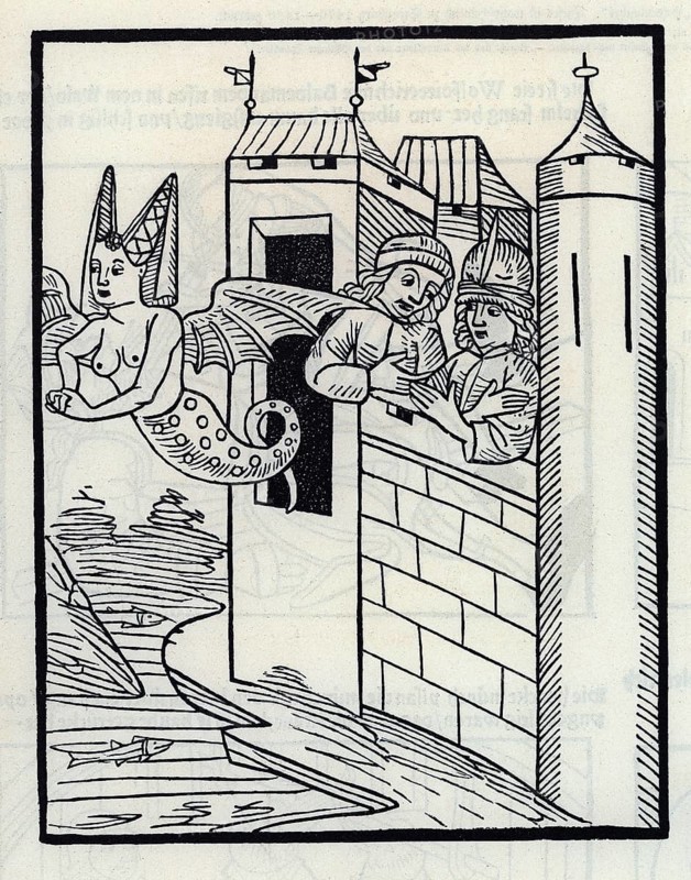 Woodcut from the oldest illustrated edition of Schöne Melusine from 1480, from Könnecke Bilderatlas zur Geschichte der Deutschen Litteratur Marburg, 1887