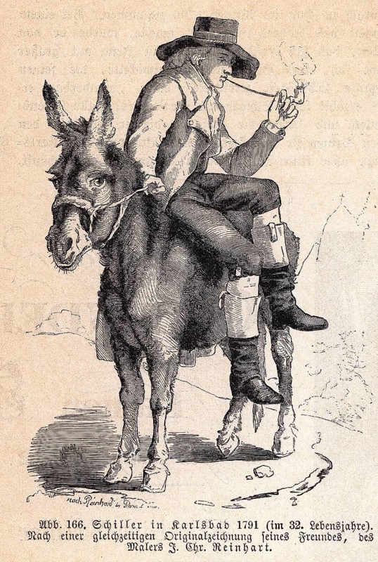 Johann Christian Reinhard, Schiller riding a donkey 1785 1787 German literary history, by Robert König, 9th edition from 1881