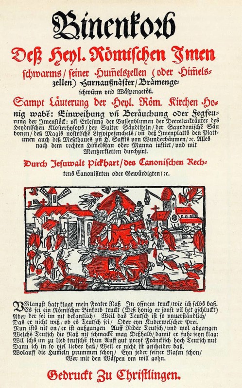 Mockery book from 1581 about the state, depicted as a bee state, literary history, by Robert König, 9th edition from 1881