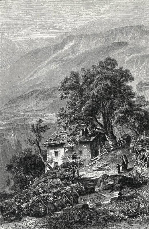 Vogelweidhof near Bolzano (Waidbruck), South Tyrol, Italy, home of Walter von der Vogelweide, German literary history, by Robert König, 9th edition from 1881