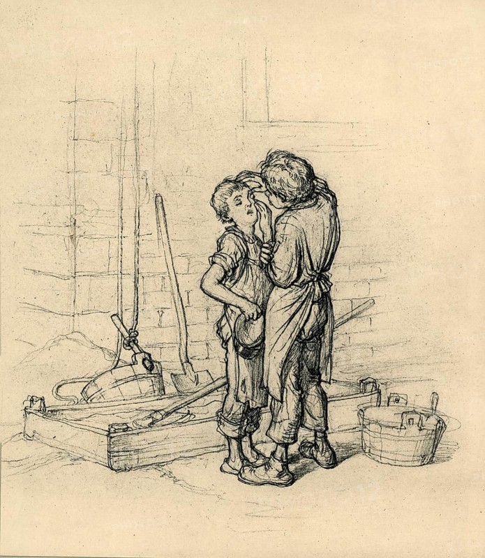 Eye operation, washing out eyes, A. Hendschel's sketchbook, collotype published by M. Hendschel, after 1871