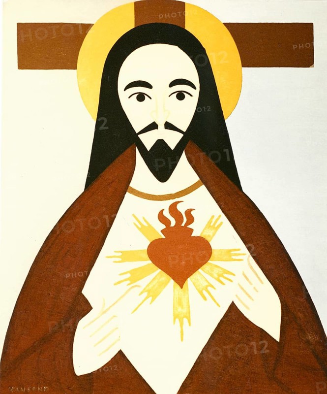 Heart of Jesus, oil painting by Bruno Tausend (1915-1984), around 1970