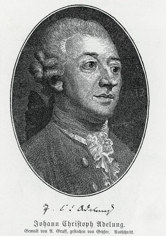 Johann Christoph Adelung (1732-1806) Copperplate engraving, from Könnecke Bilderatlas zur Geschichte der Deutschen Litteratur Marburg, 1887