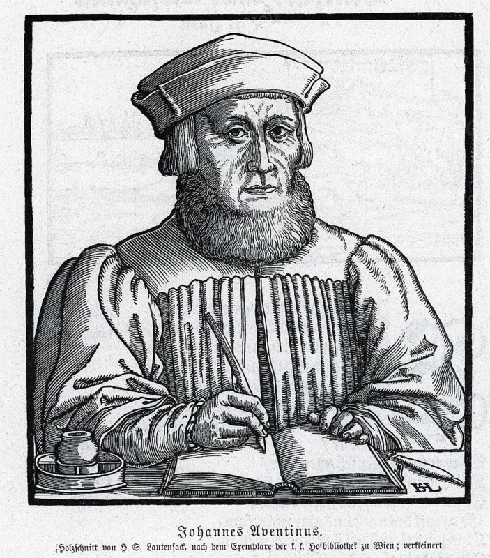 Johannes Aventinus (Johannes Thurmayr) (1477-1594), woodcut, from Könnecke Bilderatlas zur Geschichte der Deutschen Litteratur Marburg, 1887