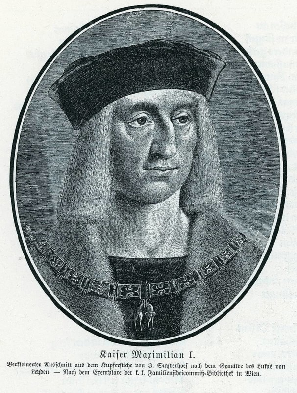 Emperor Maximilian I (1459-1519), copperplate engraving, from Könnecke Bilderatlas zur Geschichte der Deutschen Litteratur Marburg, 1887