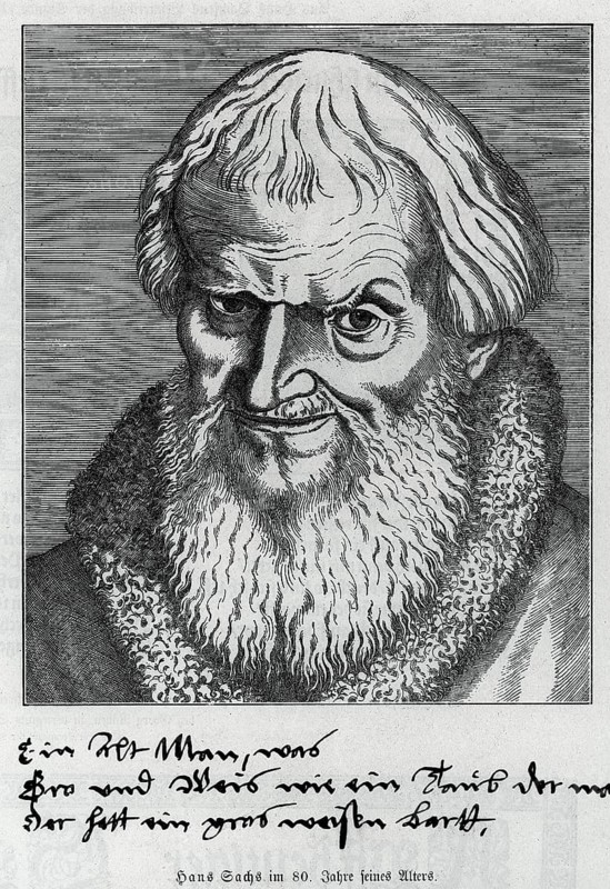 Hans Sachs at the age of 80 (1494-1576) from Könnecke Bilderatlas zur Geschichte der Deutschen Litteratur Marburg, 1887