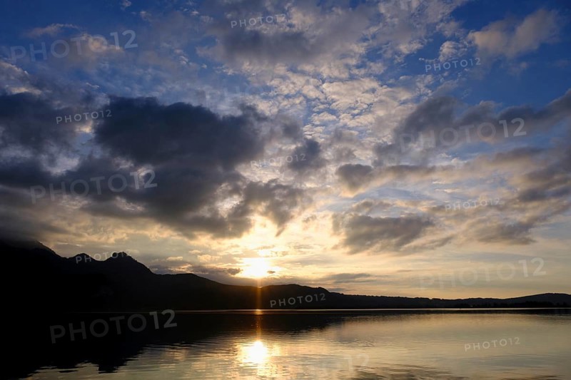 Sunset, Kochel am See, Lake Kochel, Upper Bavaria, Bavaria, Germany