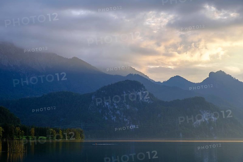 Sunset, Kochel am See, Lake Kochel, Upper Bavaria, Bavaria, Germany