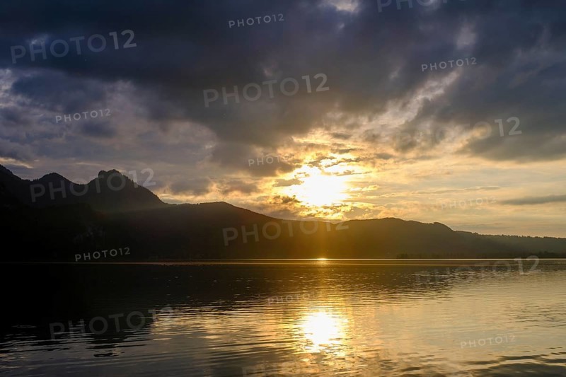 Sunset, Kochel am See, Lake Kochel, Upper Bavaria, Bavaria, Germany