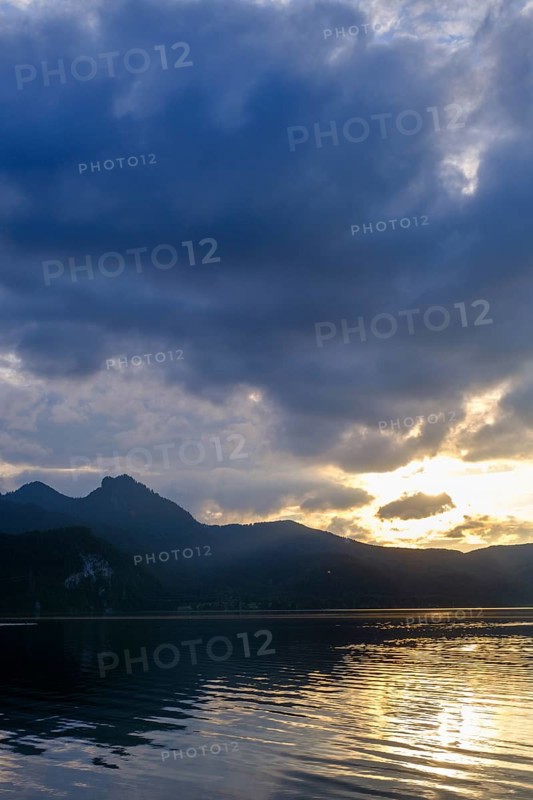 Sunset, Kochel am See, Lake Kochel, Upper Bavaria, Bavaria, Germany