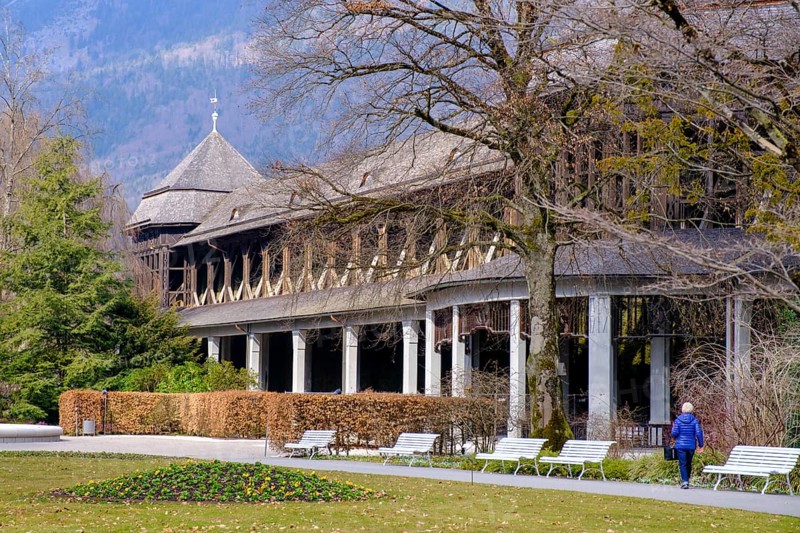 Wandelhalle and graduation house, spa district, Bad Reichenhall, Upper Bavaria, Bavaria, Germany