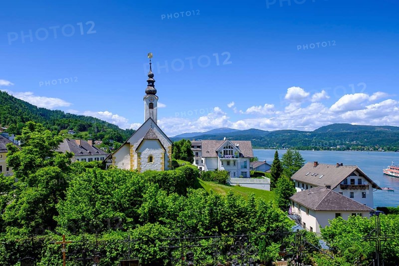 Rosenkranzkirche, or winter church, pilgrimage church Maria Wörth, on Lake Lake Wörth, southern shore, Carinthia, Austria
