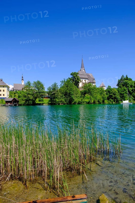 Maria Wörth pilgrimage church, on the southern shore of Lake Lake Wörth, Carinthia, Austria