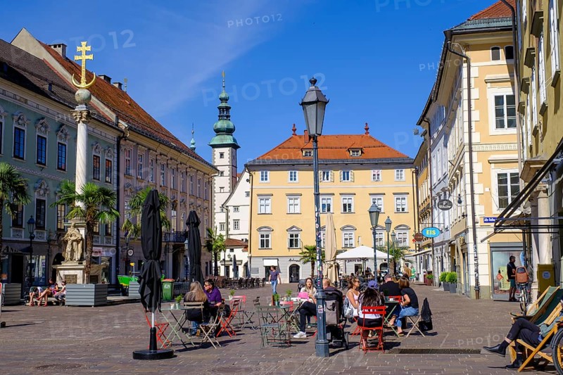 Trinity Column or Plague Column, Old Square, Old Town, Klagenfurt, Carinthia, Austria