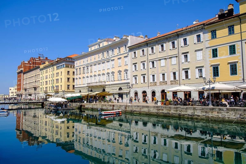 Commercial and residential buildings on the Grand Canal, Borgo Teresiano, Trieste, Adriatic Sea, Julian Friuli, Italy