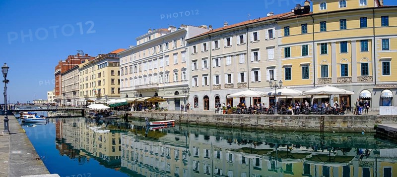 Commercial and residential buildings on the Grand Canal, Borgo Teresiano, Trieste, Adriatic Sea, Julian Friuli, Italy