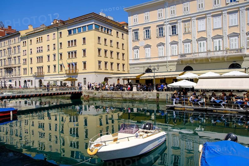 Commercial and residential buildings on the Grand Canal, Borgo Teresiano, Trieste, Adriatic Sea, Julian Friuli, Italy