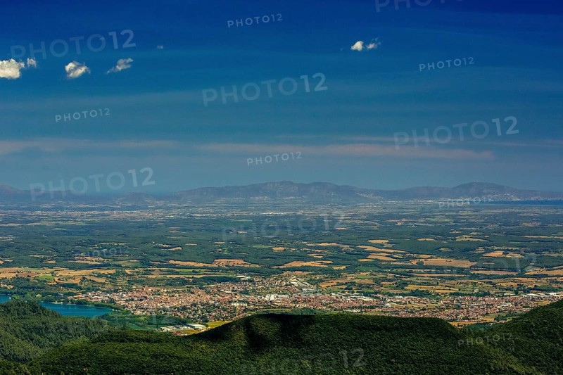 Banyoles, Costa Brava, Catalonia, Spain, Sant Miquel de Campmajor, Europe, aerial view, birds-eyes view, aerial photography, aerial photography, overview, bird's eye view, aerial photos of Spain