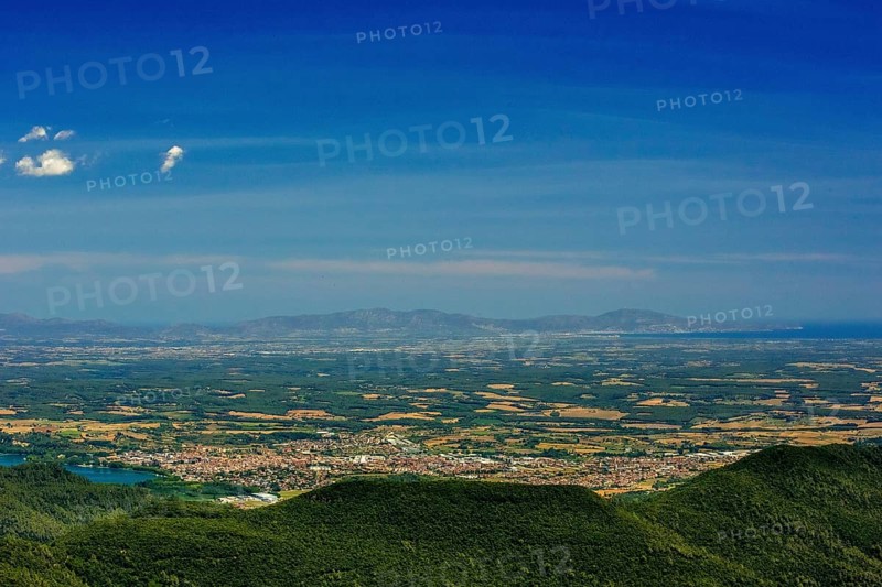 Banyoles, Costa Brava, Catalonia, Spain, Sant Miquel de Campmajor, Europe, aerial view, birds-eyes view, aerial photography, aerial photography, overview, bird's eye view, aerial photos of Spain