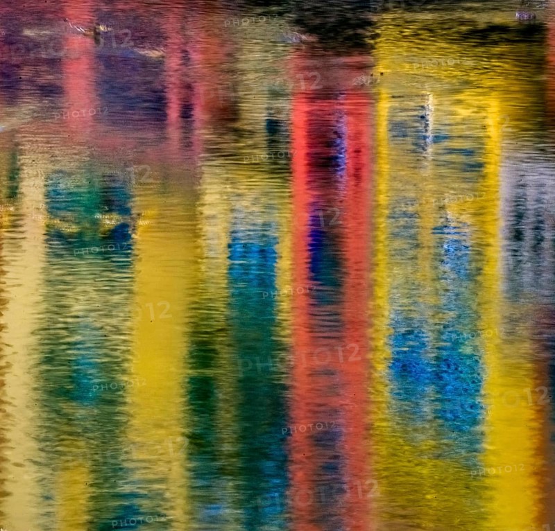 Reflections of the colourful facades in the river Onyar, Girona, Cataluña, Gerona, Catalonia, Spain, Cataluña, Europe, aerial photo, birds-eyes view, aerial photography, aerial photography, overview, bird's eye view