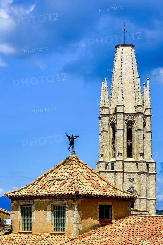 San Feliu, Church of Sant Felix, Inglesia de Sant Felix, Cathedral of Girona, Girona, Cataluña, Gerona, Catalonia, Spain, Cataluña, Europe, aerial view, birds-eyes view, aerial photography, aerial photography, overview, bird's eye view