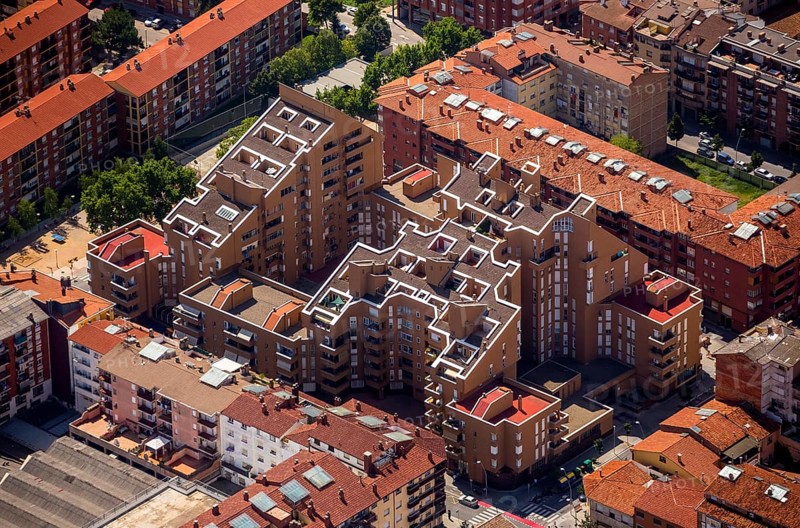 Terraced house, Vic, Costa Brava, Catalonia, Spain, Europe, aerial photo, birds-eyes view, aerial photography, aerial photography, overview, bird's eye view, aerial photos of Spain