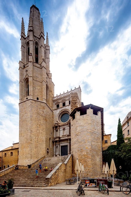San Feliu, Church of Sant Felix, Inglesia de Sant Felix, Girona, Cataluña, Gerona, Catalonia, Spain, Cataluña, Europe, aerial view, birds-eyes view, aerial photography, aerial photography, aerial photography, overview, bird's eye view