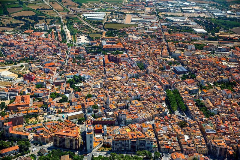 Overview of Figueres, Costa Brava, Catalonia, Spain, Figueres, Europe, aerial view, birds-eyes view, aerial photography, aerial photography, aerial photography, overview, bird's eye view, aerial photos of Spain