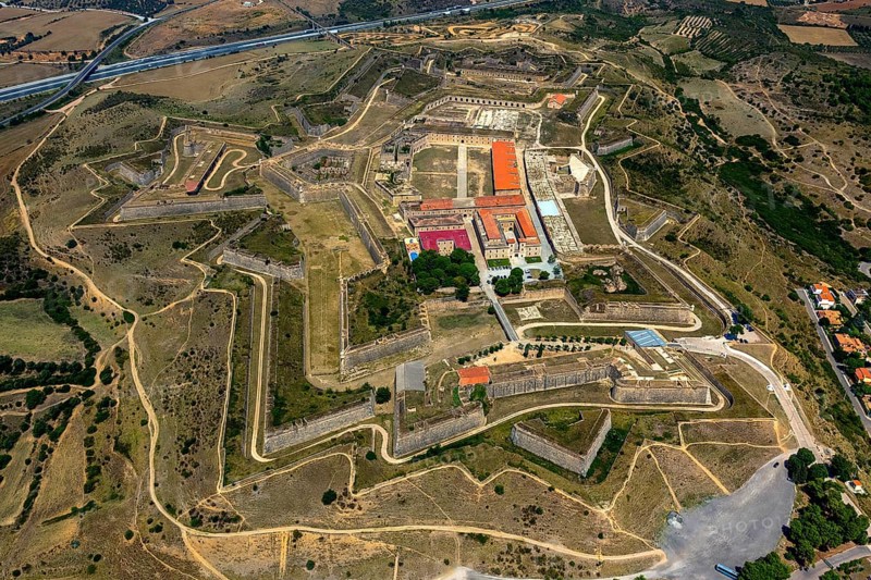 Castell San Ferran, Castle San Ferran, ramparts and fort of Figueres, Figueres, Costa Brava, Catalonia, Spain, Europe, aerial view, birds-eyes view, aerial photography, aerial photography, overview, overview, bird's eye view, aerial photos of Spain