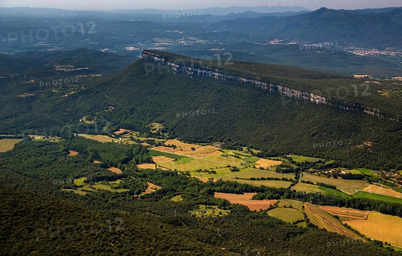 Table Mountains El Pla De Sant Joan, Sant Martí de Llémena, Costa Brava, Catalonia, Spain, Sant Martí de Llémena, Europe, aerial view, birds-eyes view, aerial photography, aerial photography, overview, bird's eye view, aerial photos of Spain