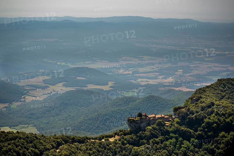Rocacorba Monastery, Santuari de la Mare de Déu de Rocacorba, Monastery of Our Lady of Rocacorba, monastery, hermit monastery, Canet d'Adri, Costa Brava, Catalonia, Spain, Europe, aerial photo, birds-eyes view, aerial photography, aerial photography, overview, bird's eye view, aerial photos of Spain