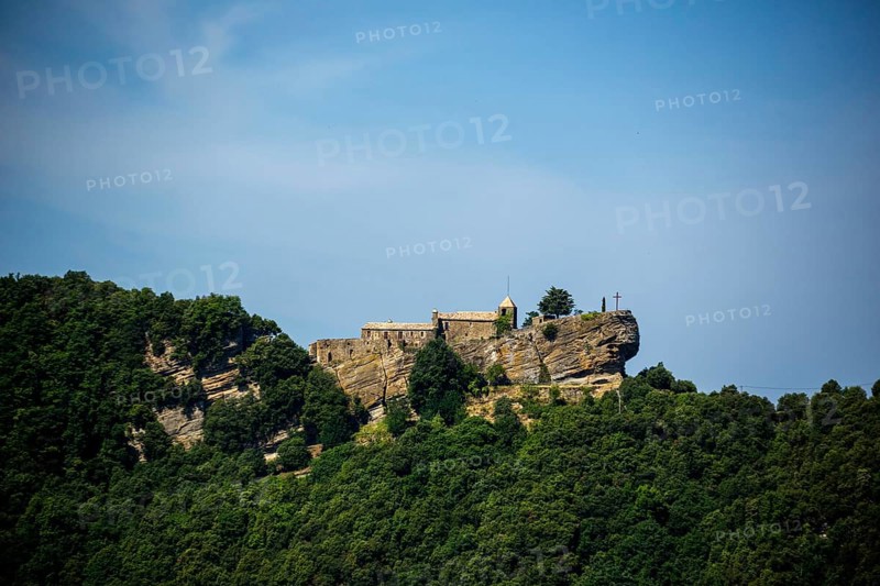 Rocacorba Monastery, Santuari de la Mare de Déu de Rocacorba, Monastery of Our Lady of Rocacorba, monastery, hermit monastery, Canet d'Adri, Costa Brava, Catalonia, Spain, Europe, aerial photo, birds-eyes view, aerial photography, aerial photography, overview, bird's eye view, aerial photos of Spain