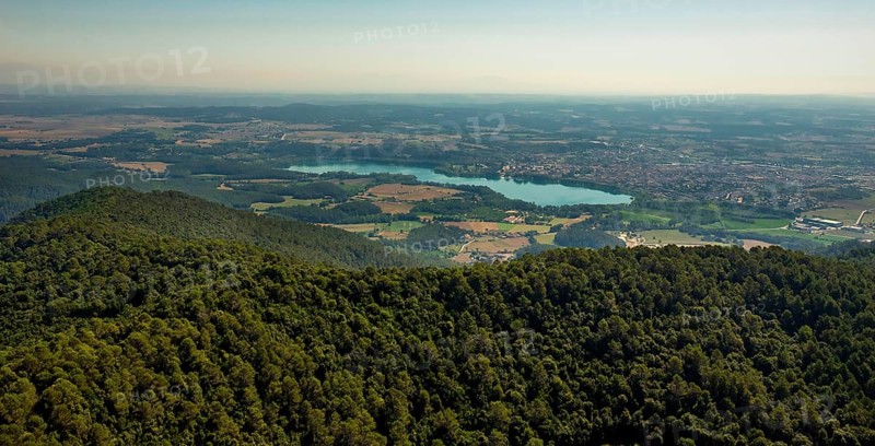 Pujarnol Chapel, Chapel of Sant Natzari, Porqueres, Costa Brava, Catalonia, Spain, Europe, aerial view, birds-eyes view, aerial photography, aerial photography, overview, overview, bird's eye view, aerial photos of Spain