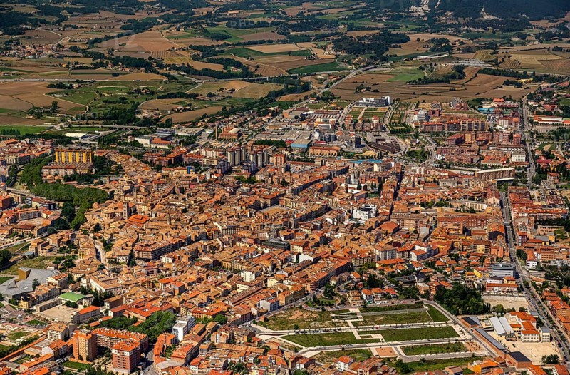 Overview of the city Vic, Vic, Costa Brava, Catalonia, Spain, Europe, aerial view, birds-eyes view, aerial photography, aerial photography, overview, bird's eye view, aerial photos of Spain