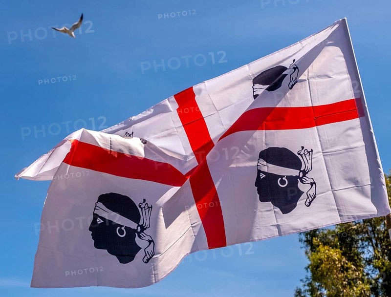 Sardinia, Sardinian flag, white flag with red cross and four Moorish heads, Bosa, Europe, province of Oristano, Italy, history, heraldry, identifying feature, identity, island, culture, sightseeing, symbol, tourism, tradition, coat of arms, significant, emblematic, European, historical significance, iconic, Italian, cultural heritage, Mediterranean, regional, red cross, four Moorish heads, white flag