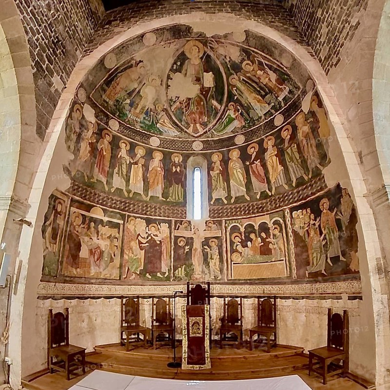 Sardinia, Santissima TrinitÃƒÂ di Saccargia, Romanesque church, frescoes, mural painting, fisheye shot, fisheye lens, 360 degree shot, Codrongianos, Europe, Province of Sassari, Italy, abbey church, place of worship, chiesa, fisheye lens, fisheye lens, religious community, place of worship, holy site, IT, church, church community, denomination, travel, destination, religion, religious site, sightseeing, super wide angle lens, tourism, fisheye image, fisheye lens, insta360 camera