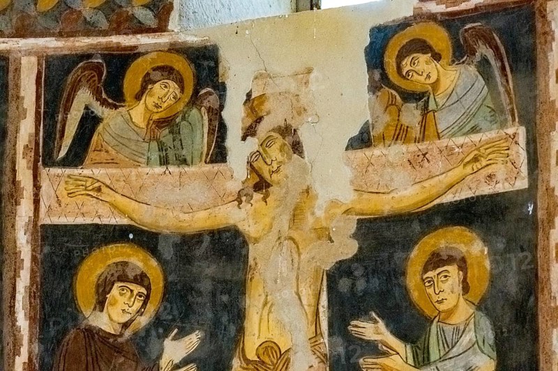 Sardinia, Santissima TrinitÃƒÂ di Saccargia, Romanesque church, fresco wall painting with Christian motifs, Codrongianos, Europe, Province of Sassari, Italy, abbey church, place of worship, chiesa, religious community, place of worship, holy site, IT, church, church community, denomination, travel, destination, religion, religious site, sightseeing, tourism