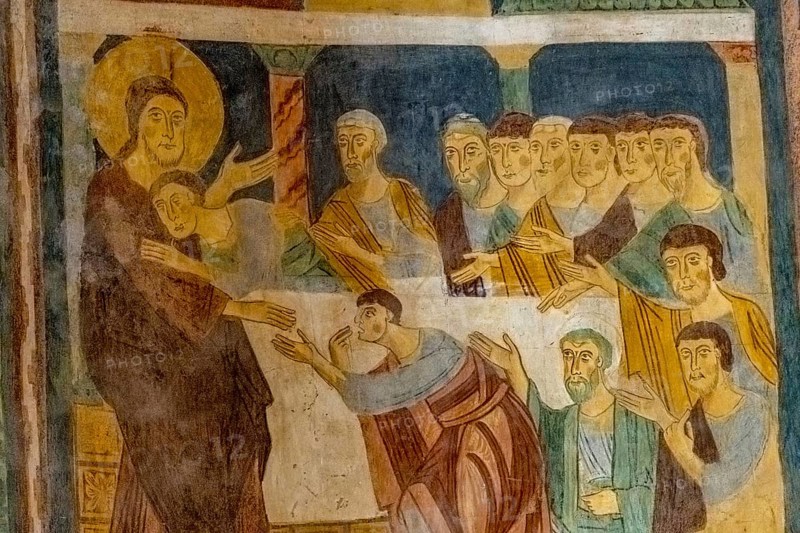 Sardinia, Santissima TrinitÃƒÂ di Saccargia, Romanesque church, fresco wall painting with Christian motifs, Codrongianos, Europe, Province of Sassari, Italy, abbey church, place of worship, chiesa, religious community, place of worship, holy site, IT, church, church community, denomination, travel, destination, religion, religious site, sightseeing, tourism