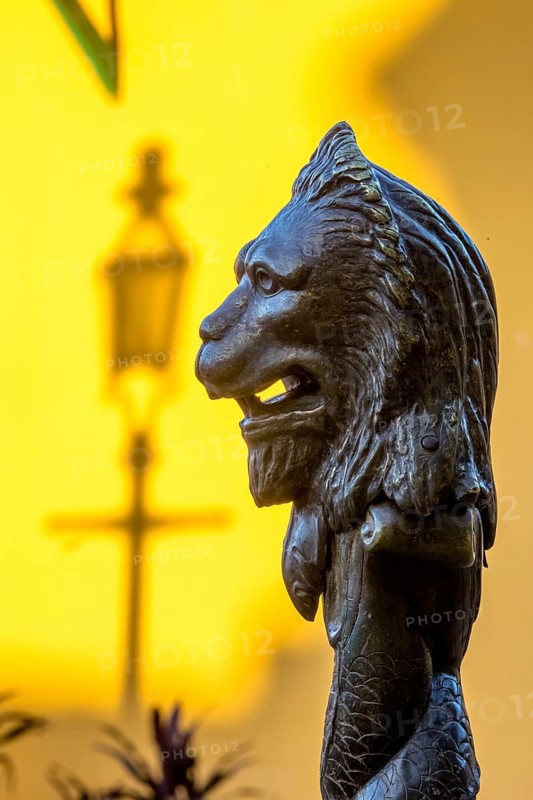 Sculpture in the shape of a lion in the Plazuela del Cristo square, Trinidad, Cuba, Sancti Spíritus, Sancti Spíritus