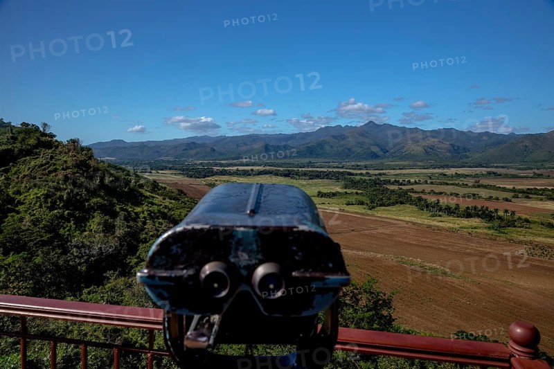 Valle De Los Ingenios Panorama, Mirador viewpoint with binoculars, Cuba, Pinar del Río, Cuba, Sancti Spíritus