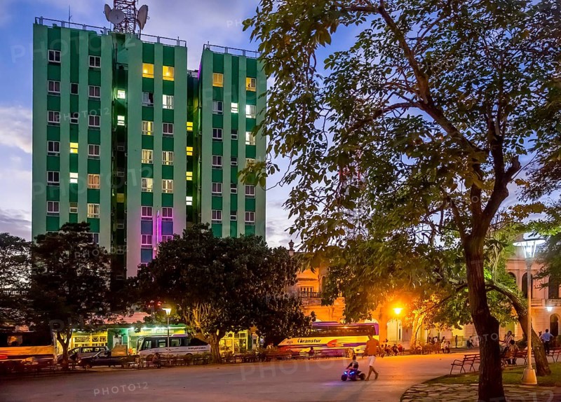 Hotel Santa Clara Libre at Vidal Park, Streetlife in the city centre of Santa Clara at Parque de Santa Clara, Santa Clara, Cuba, Villa Clara