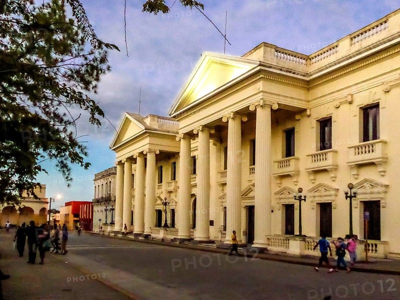 Neoclassical Marti Library in the centre of Santa Clara, Biblioteca Marti, Streetlife in the centre of Santa Clara at the Parque de Santa Clara, Cuba