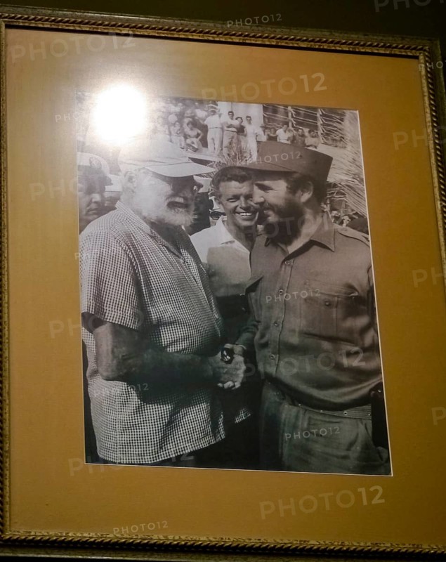 Only joint photo of Ernesto Che Guevara and Ernset Hamingway on the occasion of a fishing competition, wall decoration in the Hotel Hamingway, rights unclear, La Habana, Cuba, Caribbean, Central America, Cuba, Europe, aerial photo, birds-eyes view, aerial photograph, aerial photography, aerial photography, overview, bird's eye view