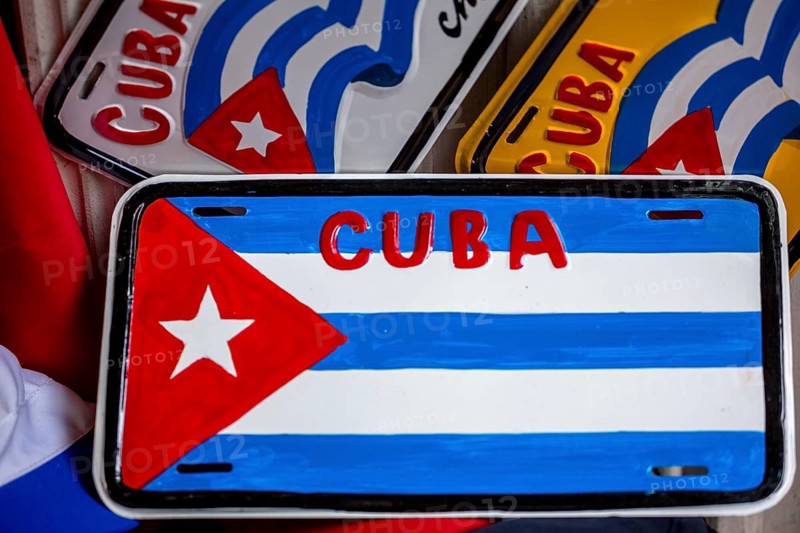 Painted licence plates of the Cuban flag, Cuban flag, La Habana, Cuba, Caribbean, Central America, Cuba, Europe, aerial view, birds-eyes view, aerial photography, aerial photography, overview, bird's eye view
