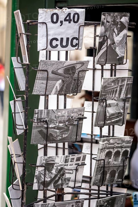 Postcard stand with postcards of Ernesto Che Guevara, La Habana, Cuba, Caribbean, Central America, Cuba, Europe, aerial photo, birds-eyes view, aerial photography, aerial photography, overview, overview, bird's eye view