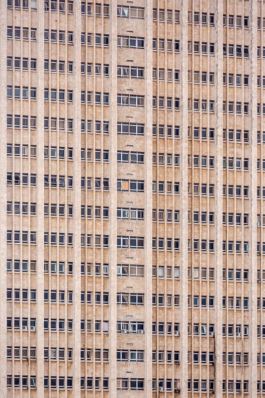 Window front of the Hospital Hermanos Amajeiras at the Malecon, La Habana, Havana, Cuba, Cuba, Europe, aerial view, birds-eyes view, aerial photography, aerial photography, overview, bird's eye view
