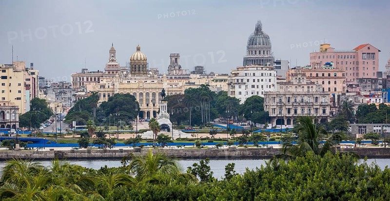 View from the fort to the old town of Havana with the Capitol Nacional, La Habana, Havana, Cuba, Cuba, Europe, aerial view, birds-eyes view, aerial photography, aerial photography, overview, overview, bird's eye view